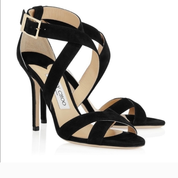Jimmy Choo Shoes - Jimmy Choo Louise Black Suede Strappy Heel Sz 8/38